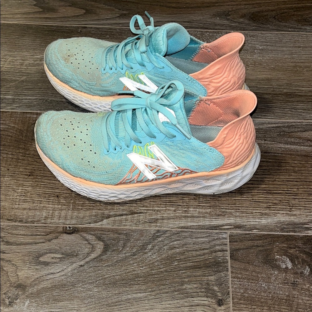 New Balance Aqua and Coral Athletic Shoes